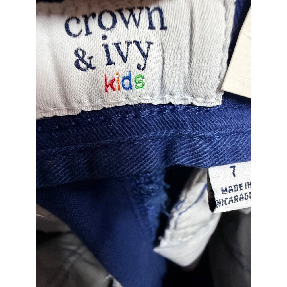 Crown & Ivy Kids Boys Chino Pants Size 7 Blue Uniform Pants NWT Cotton Stretch - Picture 5 of 6